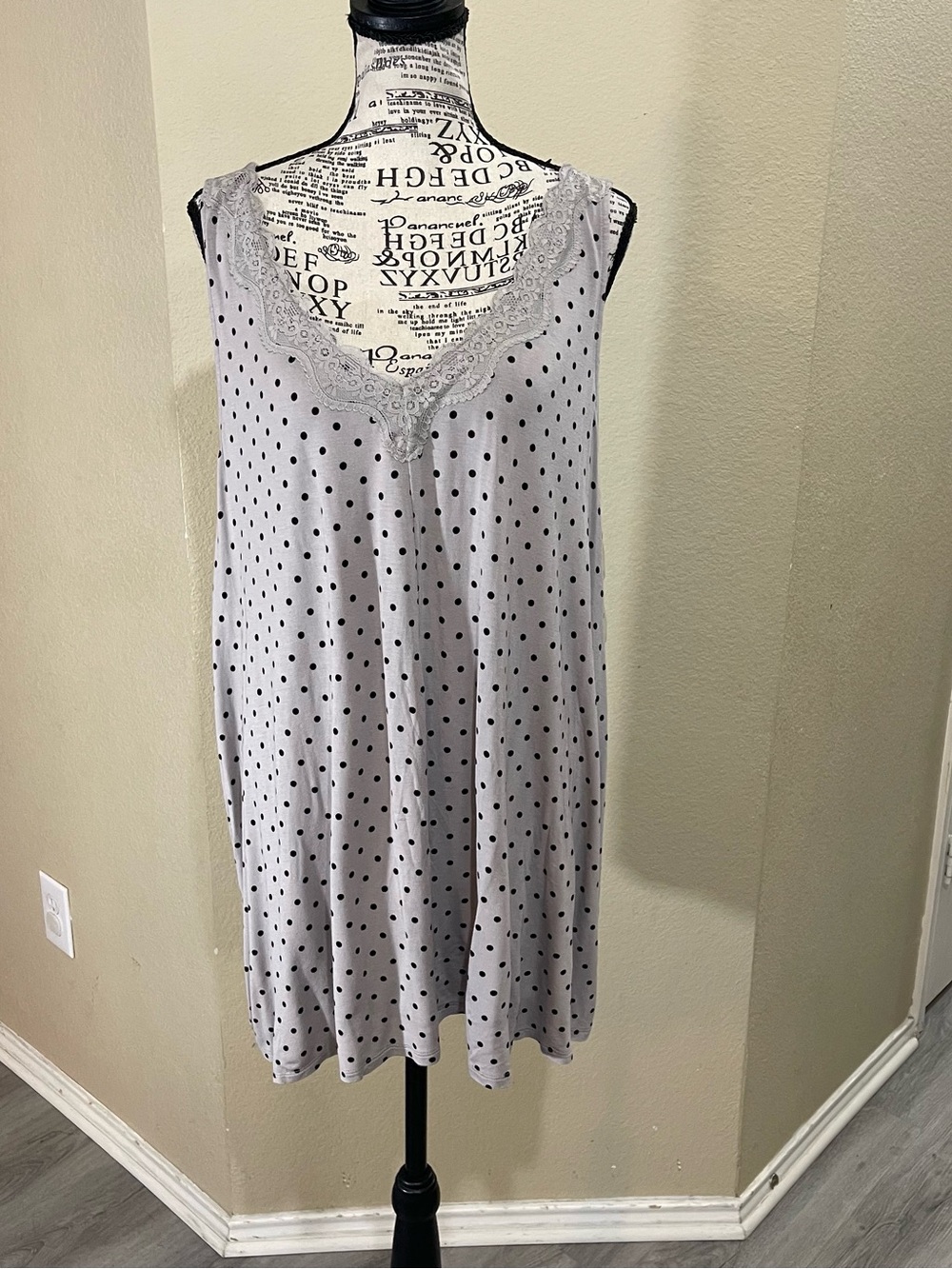 Lane Bryant Gray Lace Trim Top